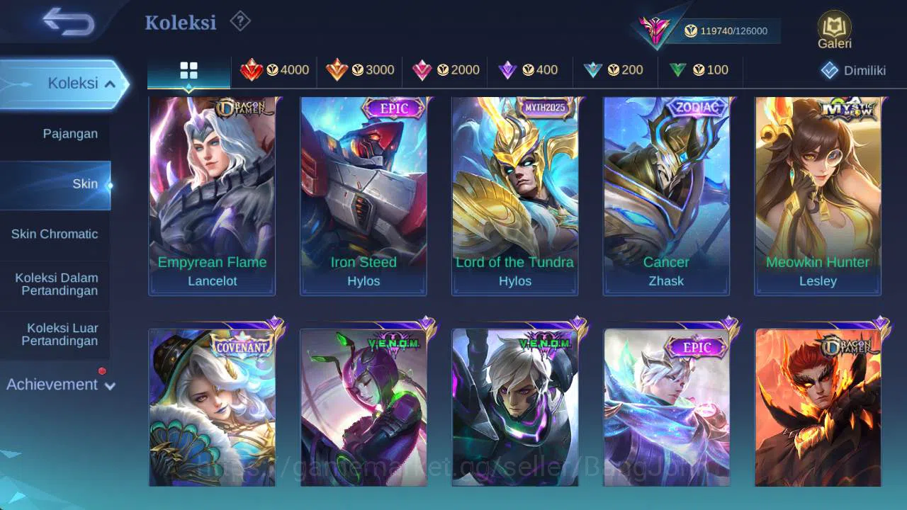 Mobile Legends: Bang Bang Accounts Hero 132, Skin 440+ | legend franco,KOF dyrroth,Pr image 9