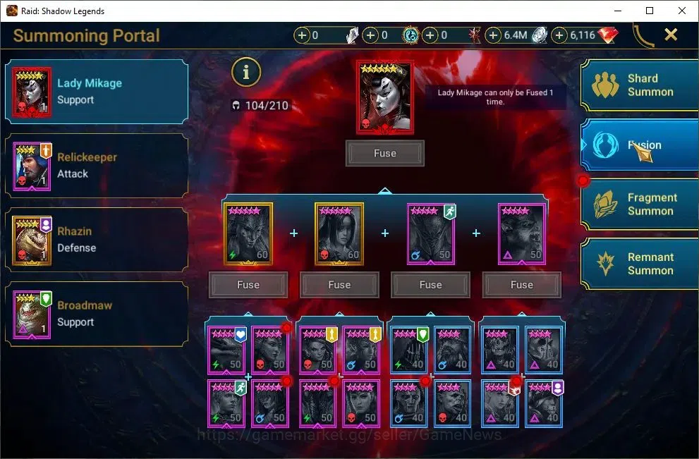 Raid: Shadow Legends Accounts Mid-Game Lv43 575K Power|2 Mythic(Ash'nar,NQ Krixia)|21 19