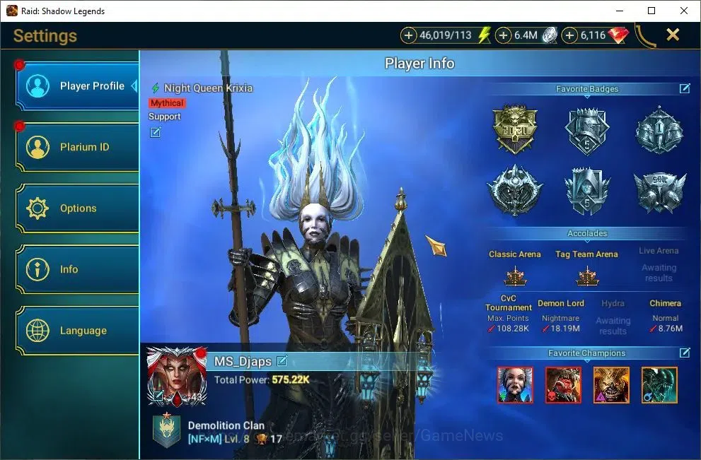 Raid: Shadow Legends Accounts Mid-Game Lv43 575K Power|2 Mythic(Ash'nar,NQ Krixia)|21 2