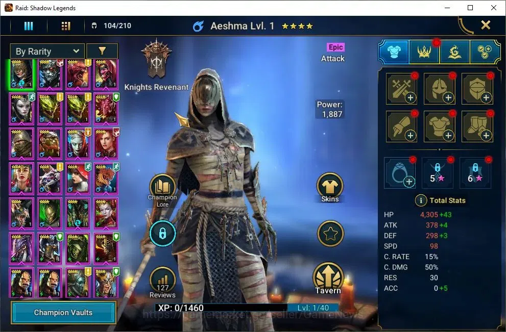 Raid: Shadow Legends Accounts Mid-Game Lv43 575K Power|2 Mythic(Ash'nar,NQ Krixia)|21 5