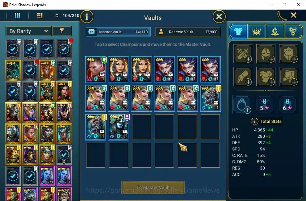 Raid: Shadow Legends Accounts Mid-Game Lv43 575K Power|2 Mythic(Ash'nar,NQ Krixia)|21 7