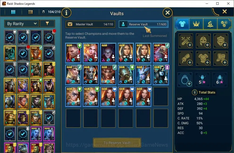 Raid: Shadow Legends Accounts Mid-Game Lv43 575K Power|2 Mythic(Ash'nar,NQ Krixia)|21 8
