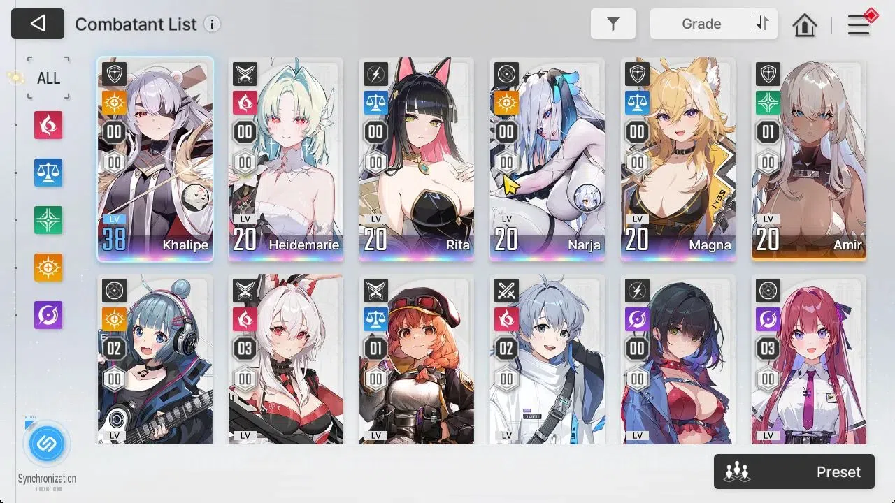 Chaos Zero Nightmare Accounts GLOBAL Lv30|5 SSR[HeideMarie,Rita,Narja+Sign,Khalipe,Magna]+8 SR[Amir,Nia,Selena,Etc]|1SSR+5 4