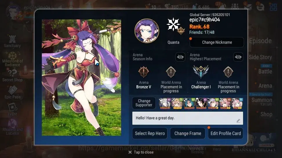 Epic Seven Accounts GLOBAL Unverif|New Era|14 ML(Salome,ZIO,AB Vildred image 2