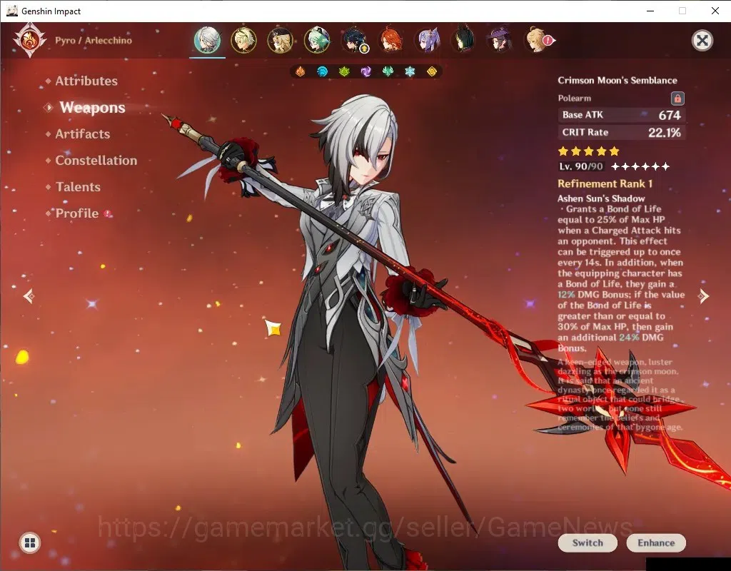 Genshin Impact Accounts ASIA|AR 56|4 Limited+5(*5Wep)|Arlecchino+Sign,Mavu image 3