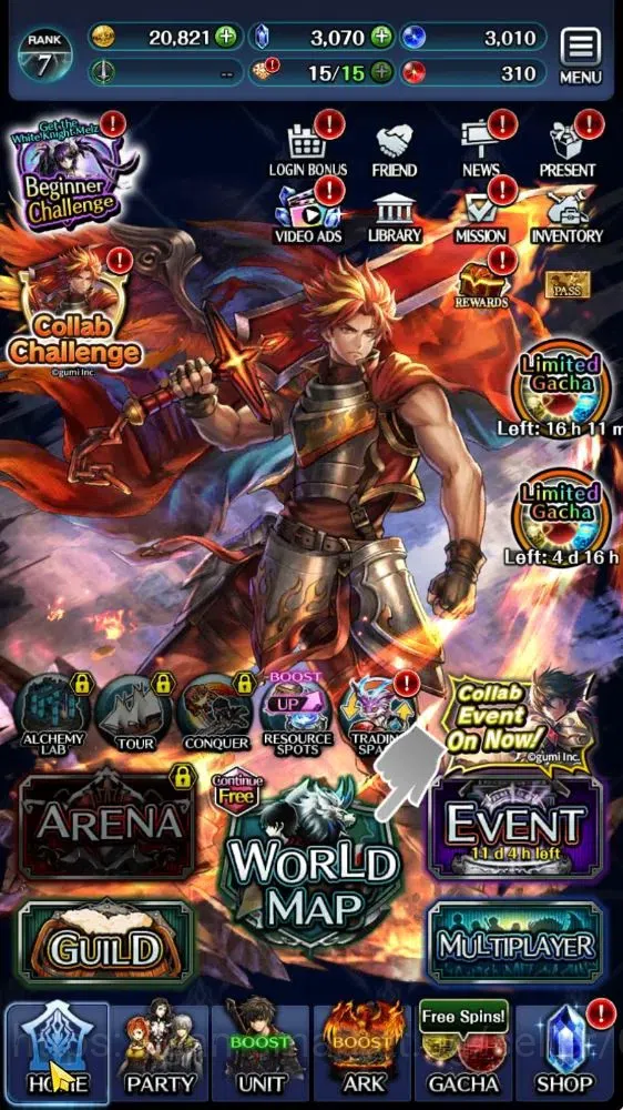 Last Cloudia Accounts Others GLOBAL|Rank 7|Collab Brave Frontier (Goddess Tilith,Fire God Vargas)+(Goddess Lilaha)|1 LR 6 4