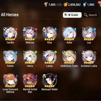 Epic Seven Accounts Starter Global|Unverif|Starter NEW ERA 5ML (LC Bellona, MA Ken, R Violet)|Theater+PoH+Bless