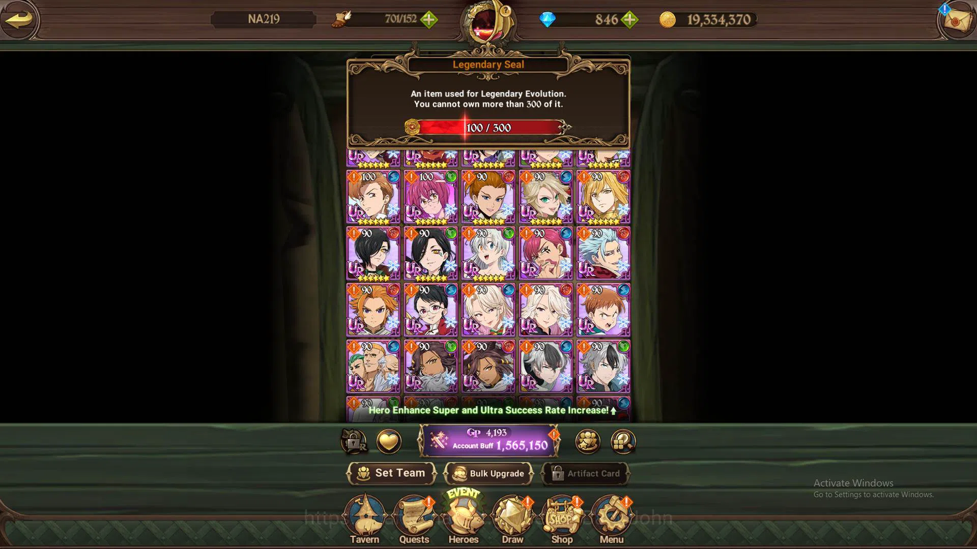 The Seven Deadly Sins: Grand Cross Accounts Others GLOBAL|1.5M CC|LS 100+DM 846| UR Sabunak, Mael, DK Meliodas,etc|check 3