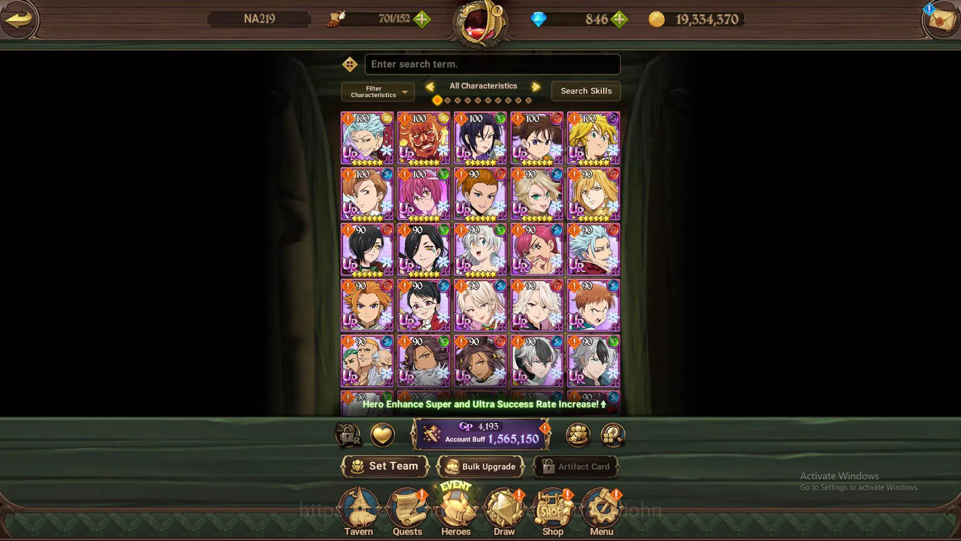 The Seven Deadly Sins: Grand Cross Accounts Others GLOBAL|1.5M CC|LS 100+DM 846| UR Sabunak, Mael, DK Meliodas,etc|check 4