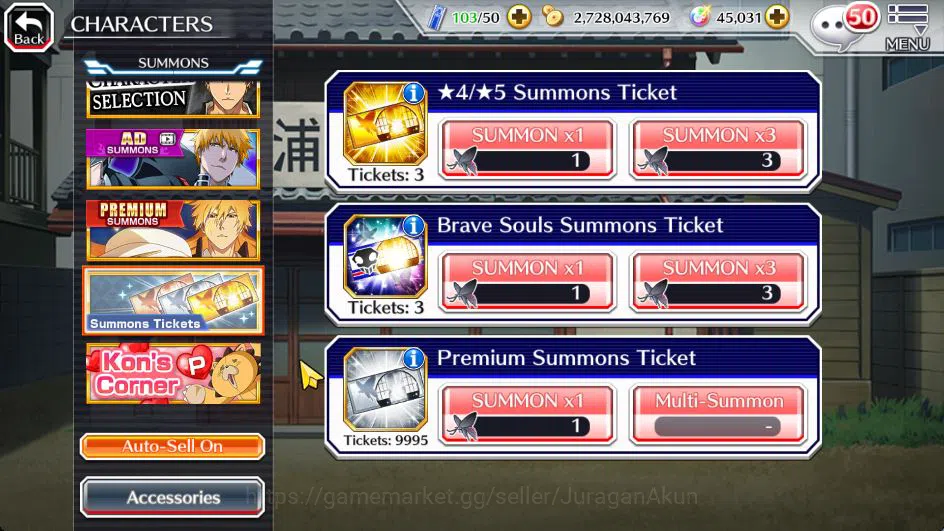 Bleach: Brave Souls Accounts Mid-Tier [GLOBAL]45K Orb|Halibel Cacao,Nelliel Orient,Renewed(Byakuya,Aizen),Kon New 10