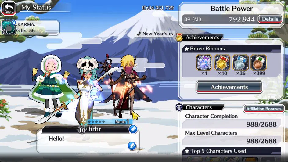 Bleach: Brave Souls Accounts Mid-Tier [GLOBAL]45K Orb|Halibel Cacao,Nelliel Orient,Renewed(Byakuya,Aizen),Kon New 2