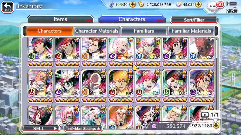 Bleach: Brave Souls Accounts Mid-Tier [GLOBAL]45K Orb|Halibel Cacao,Nelliel Orient,Renewed(Byakuya,Aizen),Kon New 6
