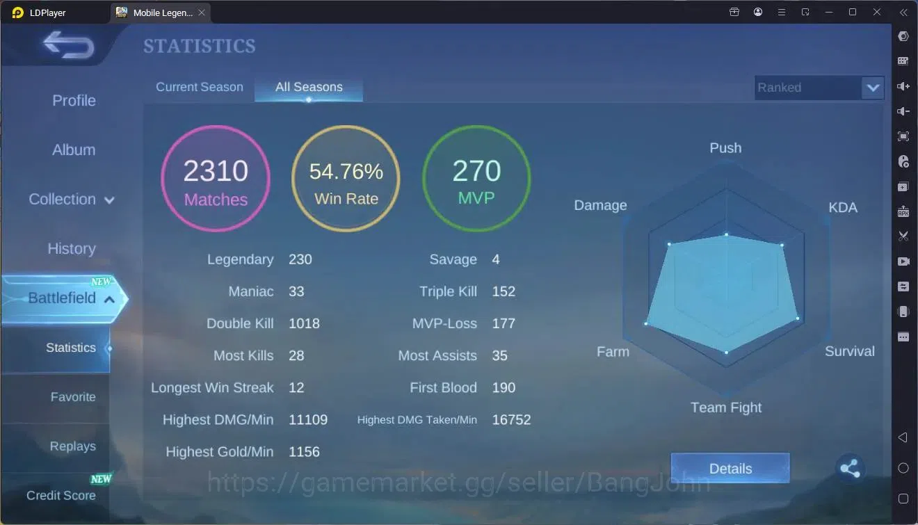 Mobile Legends: Bang Bang Accounts Global|Hero 102|Skin 144|Expert|CC Natalia|Lightbo image 20