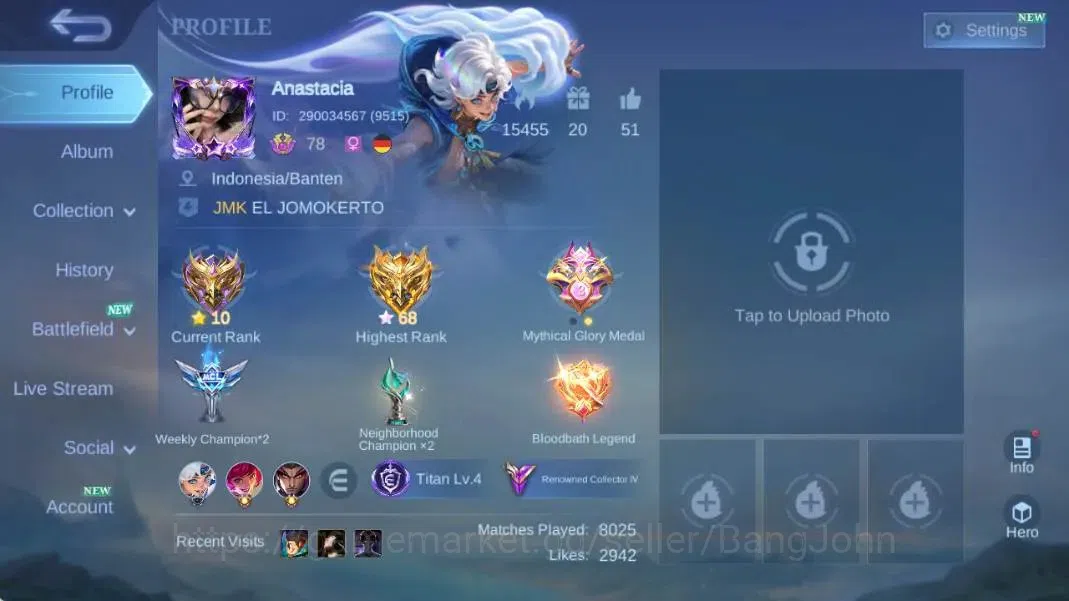 Mobile Legends: Bang Bang Accounts Global|Hero 132|Skin 258|Renowned|ANN Lesly|Coll N image 1