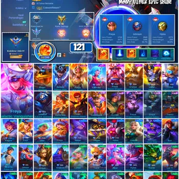 Mobile Legends: Bang Bang Accounts 🔥 #4240 🔥 💎 121 Skins 👑 Freya Galactic Vanquisher ⚔️ Expert Collector IV ⭐ Roger