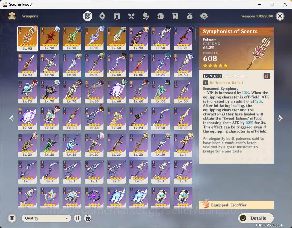 Genshin Impact Accounts ASIA|AR 59|11 limit|PremTeam Skirk|Escoffier+sign, image 14
