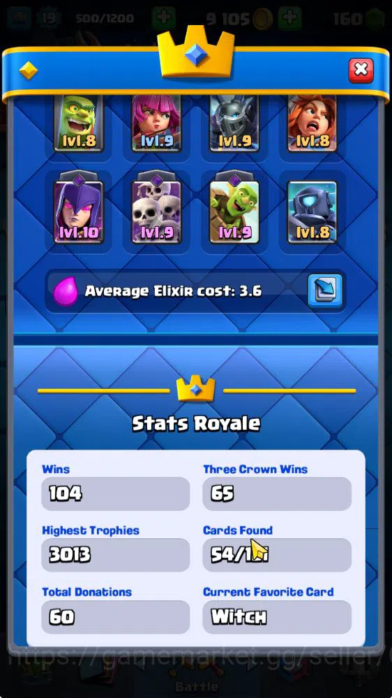 Clash Royale Accounts Midgame Lv 19|Trophy 3013|KTL 8|Limited Skin|Card 54| 2 EVO 12 Epic 19 Rare 23 Common|Take 3