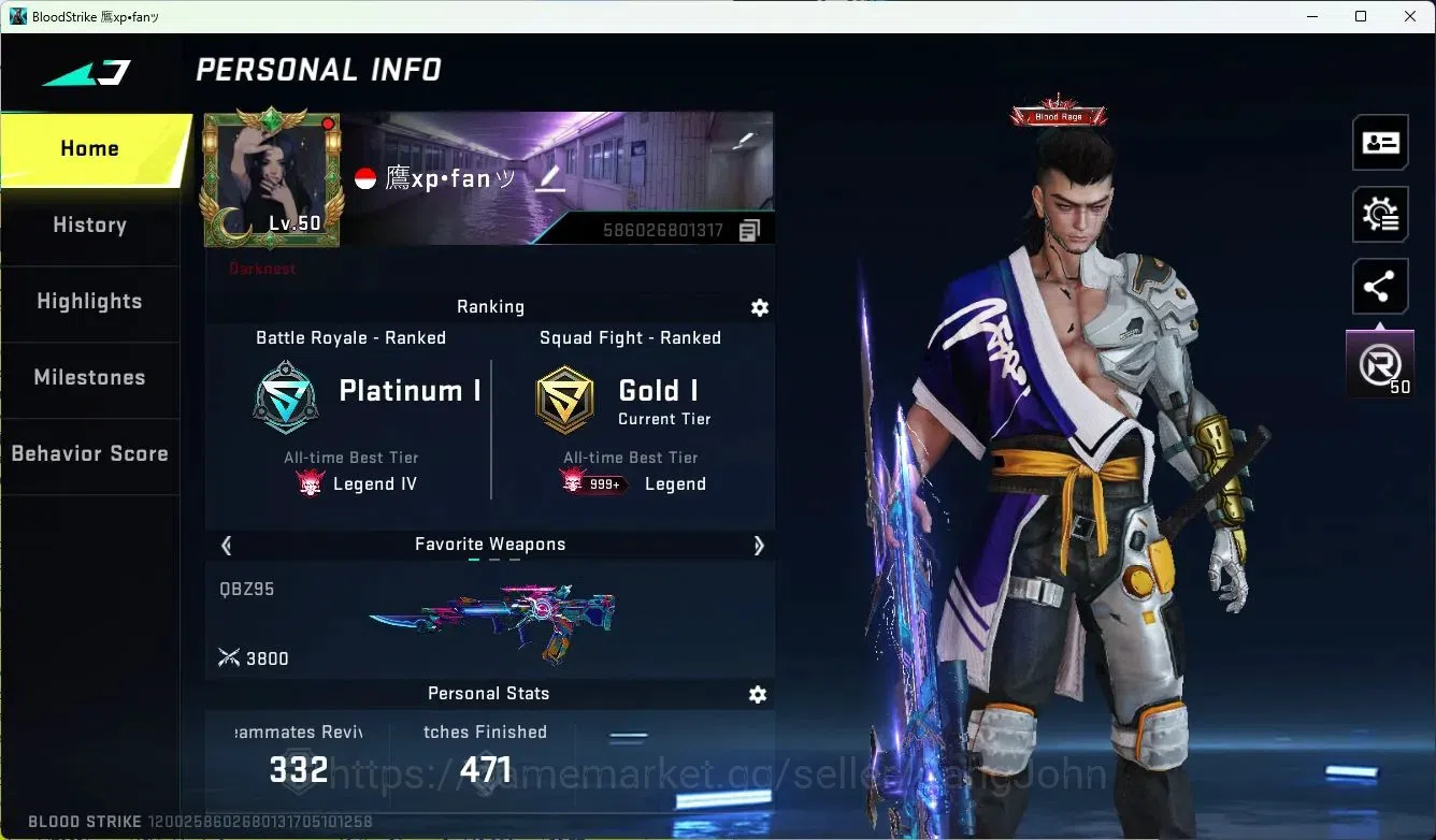 Blood Strike Accounts ASIA|ETERNAL=SCAR(LVL3),P90(LVL3)|ULTRA=TALON,DUAL image 2