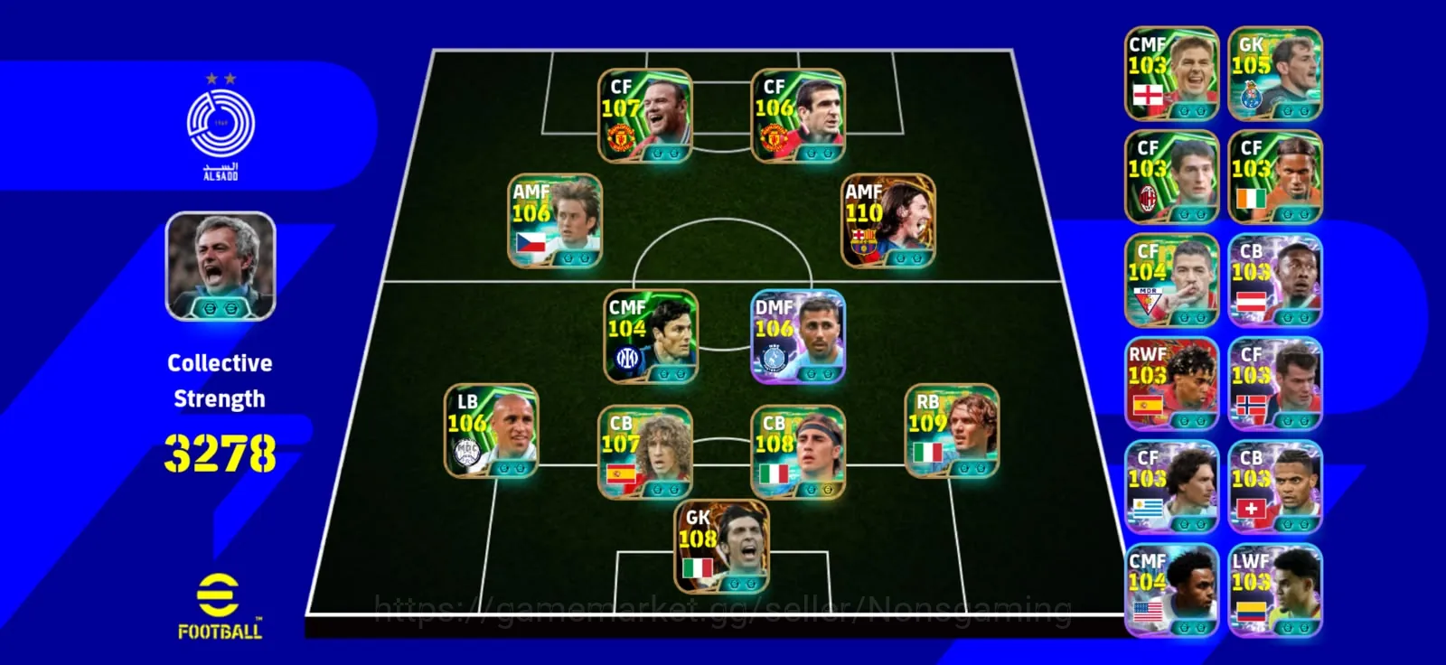 eFootball Accounts High-End New era max power 3278 Messi bigitime x canavaro x maldini x Puyol x Cantona x buffon 1