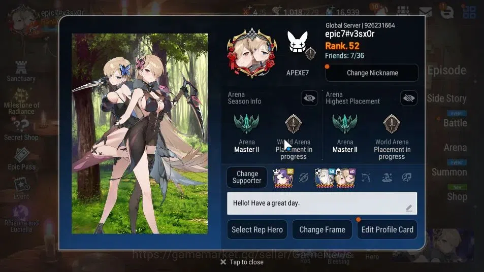 Epic Seven Accounts GLOBAL UnVerif|6 ML (Rhiana & Luciel,Har Setti,LC image 2