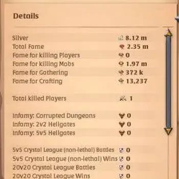 Albion Online High-End ASIA| 2,35M Total Fame - 8,12M Silver |T8 Fiber Ga image 1