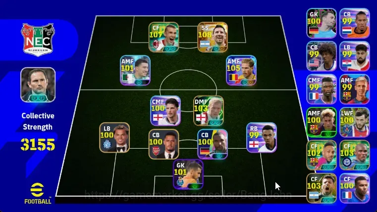 eFootball Accounts Legends & Iconic Players Android|PW3155|New Lionel Messi Big T,Kevin De Bruyne Show T,New Epic Shevchenko 1
