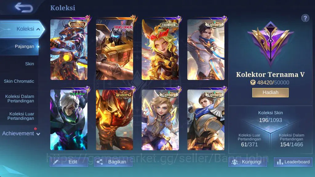 Mobile Legends: Bang Bang Accounts Skin 196, Hero 125 CC YSS, Lborn alucard, Venom GS image 1