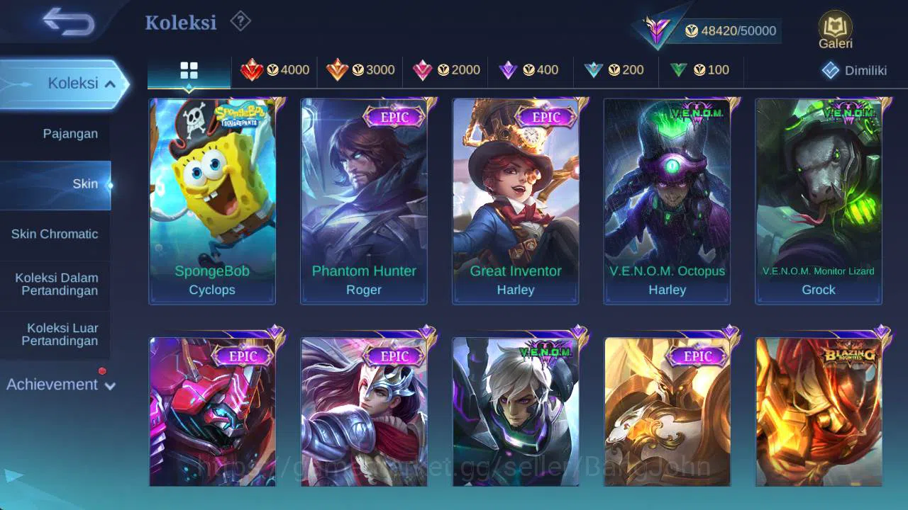 Mobile Legends: Bang Bang Accounts Skin 196, Hero 125 CC YSS, Lborn alucard, Venom GS image 13