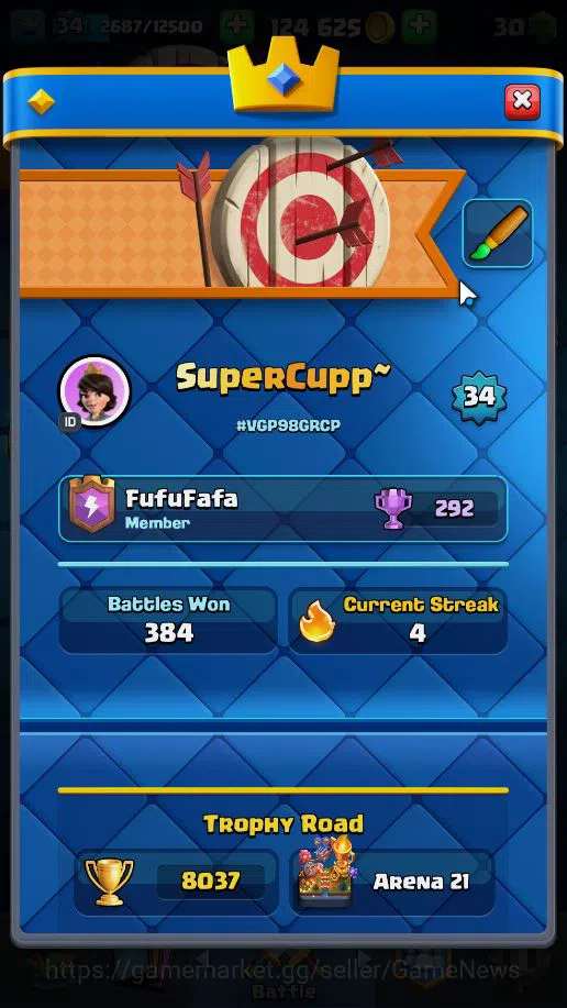 Clash Royale Accounts Lv 34|Trophy 8037|KTL 12|Limited Skin|Total Card 1 image 2