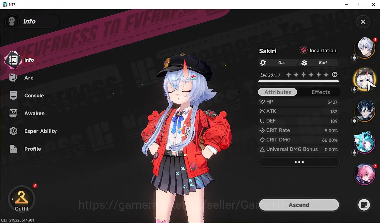 Neverness to Everness Accounts GLOBAL EU|HL 6|2 SSR 1 Limited Chaos+Sign,Sakiri|+ image 2