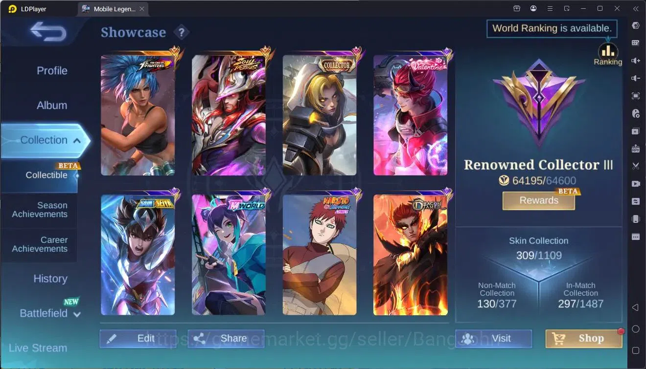 Mobile Legends: Bang Bang Accounts Global|Hero 132|Skin 309|Renowned|KOF Karina|Soul  image 2