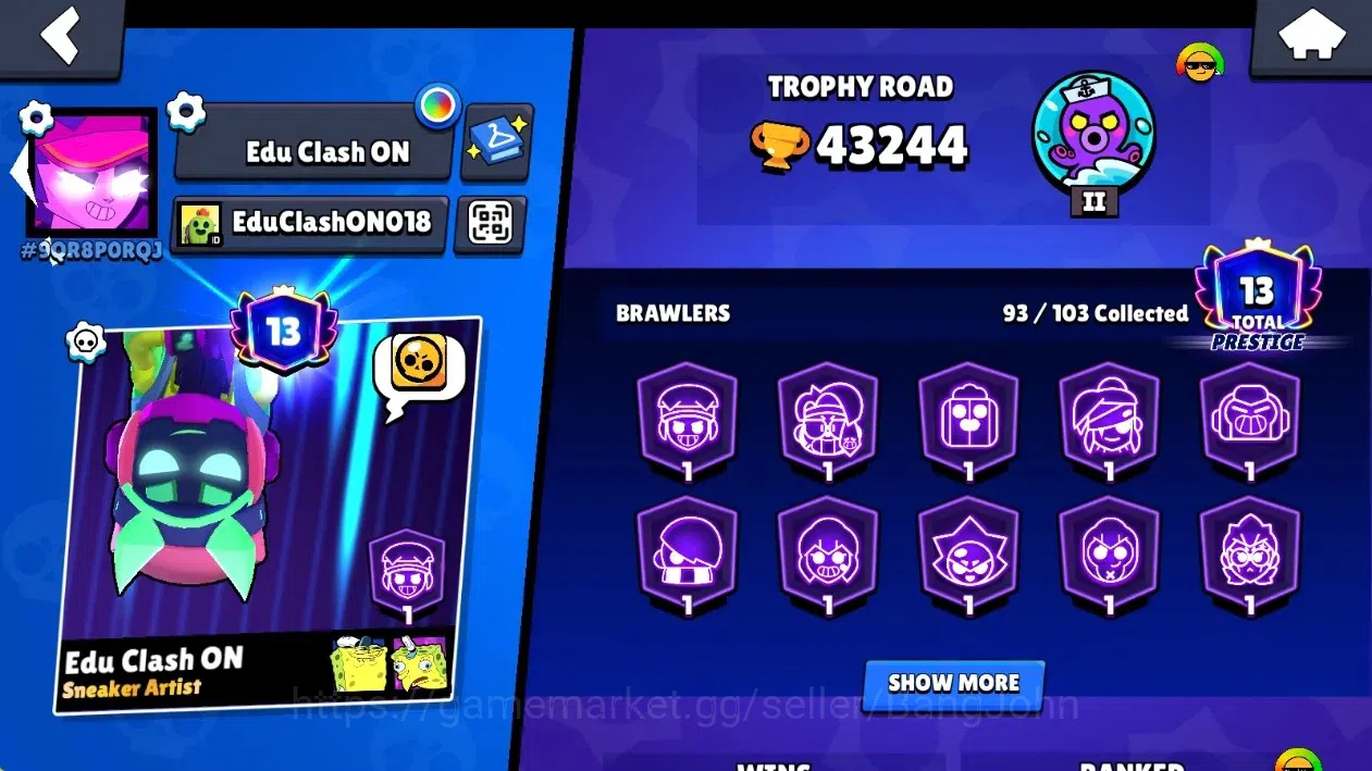 Brawl Stars Accounts Global|43244 Thropy|93 Brawlers-25 Max Lvl|24 Hype image 1