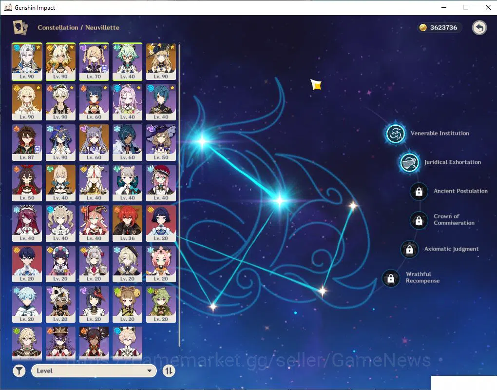 Genshin Impact Accounts Mid Game ASIA |AR 55 |3 Limited +4 (*5Weapon)| (Neuvillette C2+Sign)Xilonen,Navia|Fragil Resin 10 4