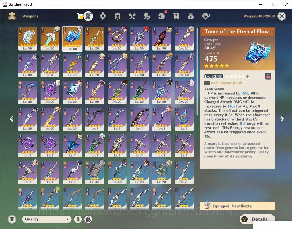 Genshin Impact Accounts Mid Game ASIA |AR 55 |3 Limited +4 (*5Weapon)| (Neuvillette C2+Sign)Xilonen,Navia|Fragil Resin 10 5