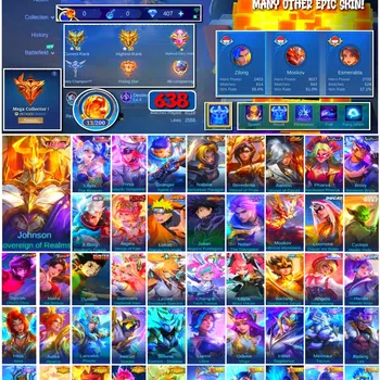 Mobile Legends: Bang Bang Collector #3660 638 Skins | 3 Legends | 2 Collectors | Neobe image 1