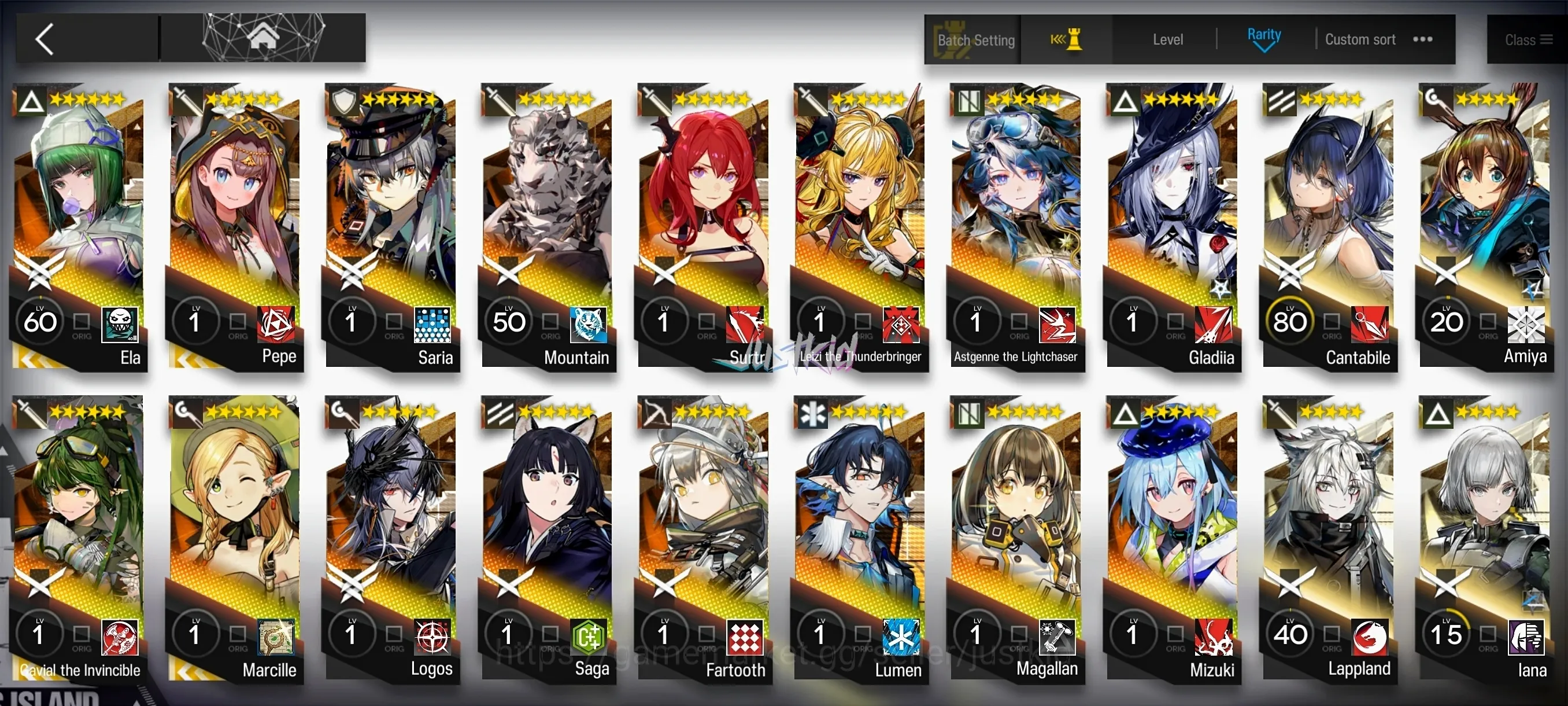 Arknights Accounts Mid-Tier ARKNIGHTS GLOBAL EARLYMID 16*6 , 4 LIMITED ELA,MARCILLE,PEPE,GAVIAL ALTER , LOGOS,LEIZI 1