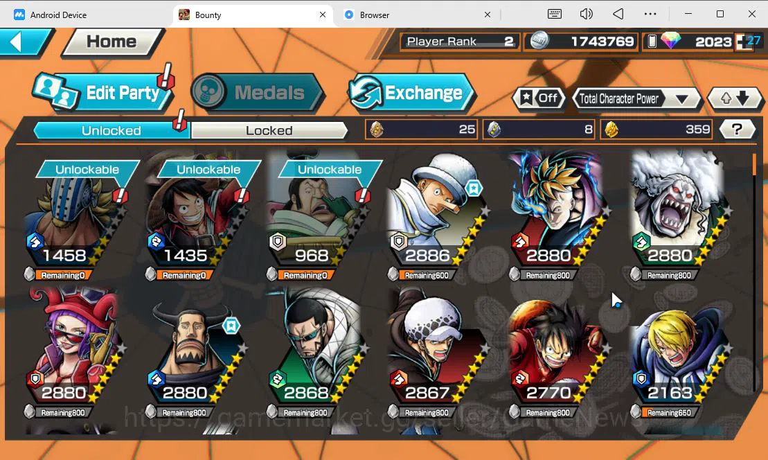 One Piece Bounty Rush Accounts Global/Android| 3 META EX | Onigashima Roronoa Zor image 6