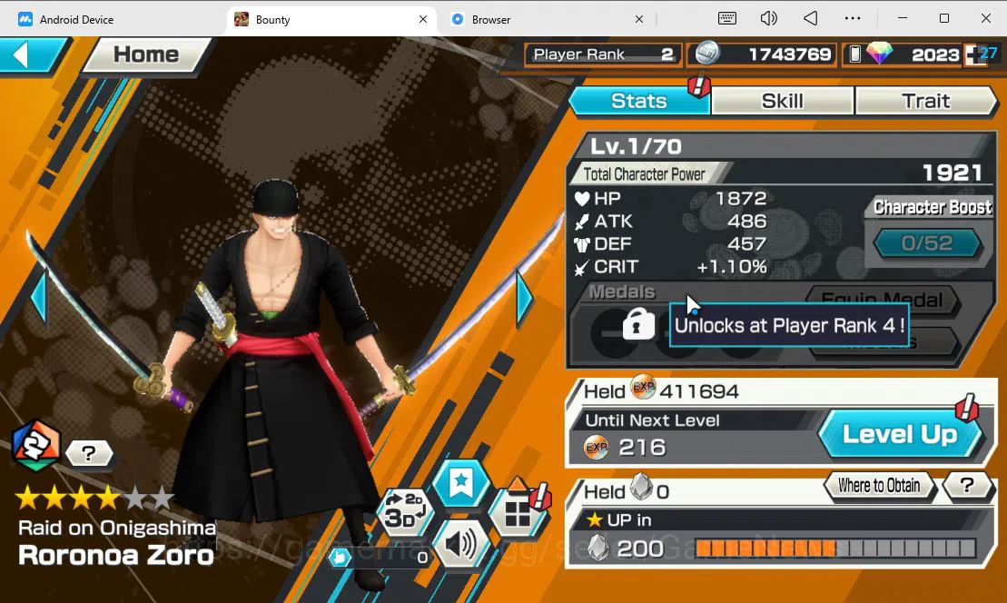 One Piece Bounty Rush Accounts Global/Android| 3 META EX | Onigashima Roronoa Zor image 7