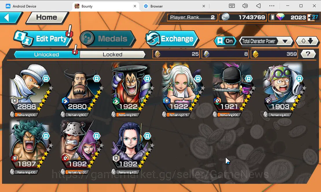 One Piece Bounty Rush Accounts Global/Android| 3 META EX | Onigashima Roronoa Zor image 8
