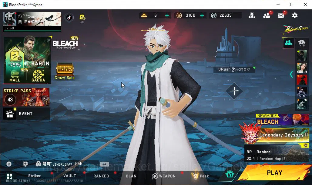 Blood Strike Mid-Tier ASIA|Collab BLEACH Uzi-Zangetsu LV3,SPIKE-Thosiro| image 1