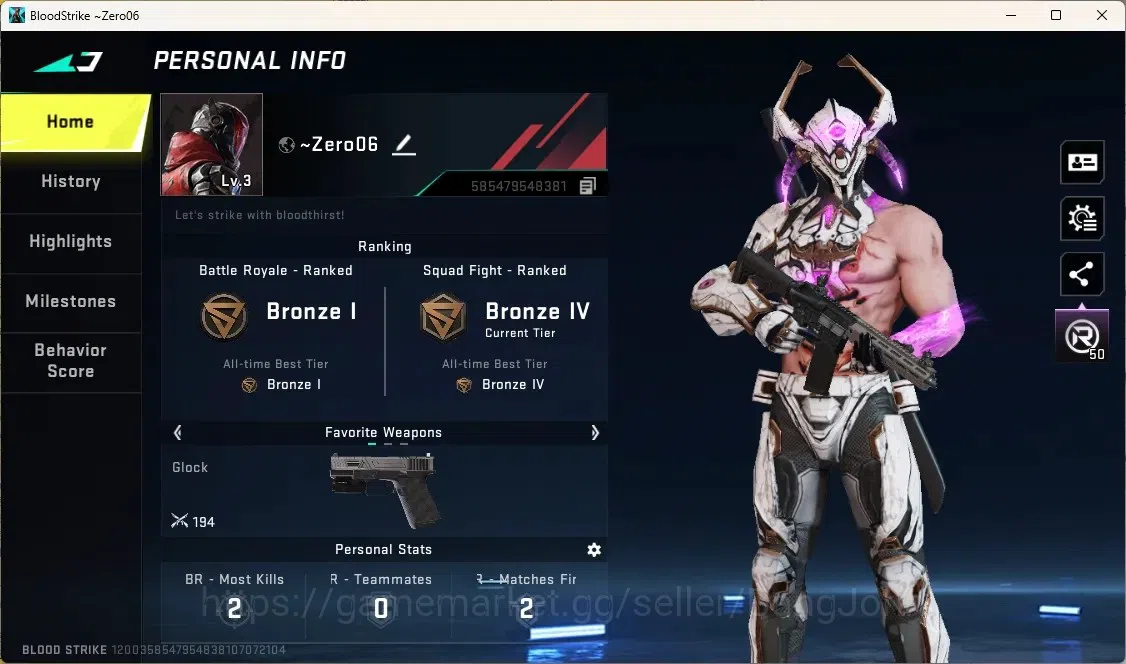 Blood Strike Accounts Collab Skin ASIA | 1 ULTRA STRIKER: ZERO-Nullifier|3 LEGENDARY GUN|1 ULTRA Collection|Check SS BS1962B 1