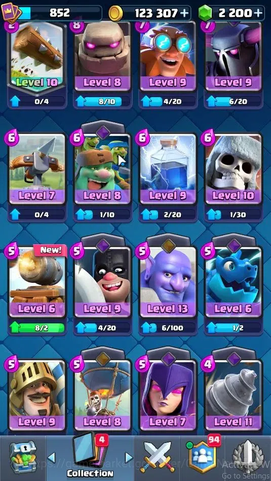 Clash Royale Accounts High-End Lv 852|KTL 12|Trophy 5487|Card 100/121|2 Hero,4 EVO 10 Legendary 31 Epic 30 Rare 29 Common|4 15