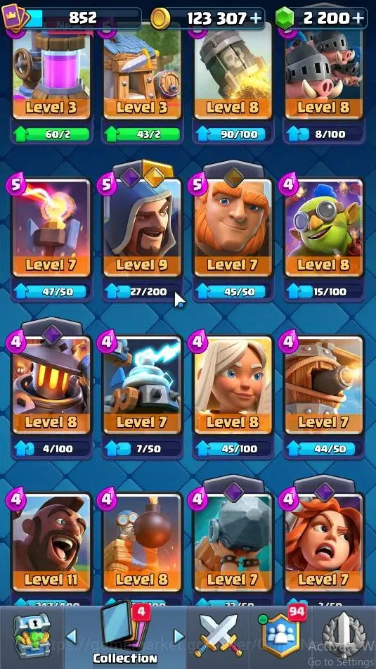 Clash Royale Accounts High-End Lv 852|KTL 12|Trophy 5487|Card 100/121|2 Hero,4 EVO 10 Legendary 31 Epic 30 Rare 29 Common|4 17