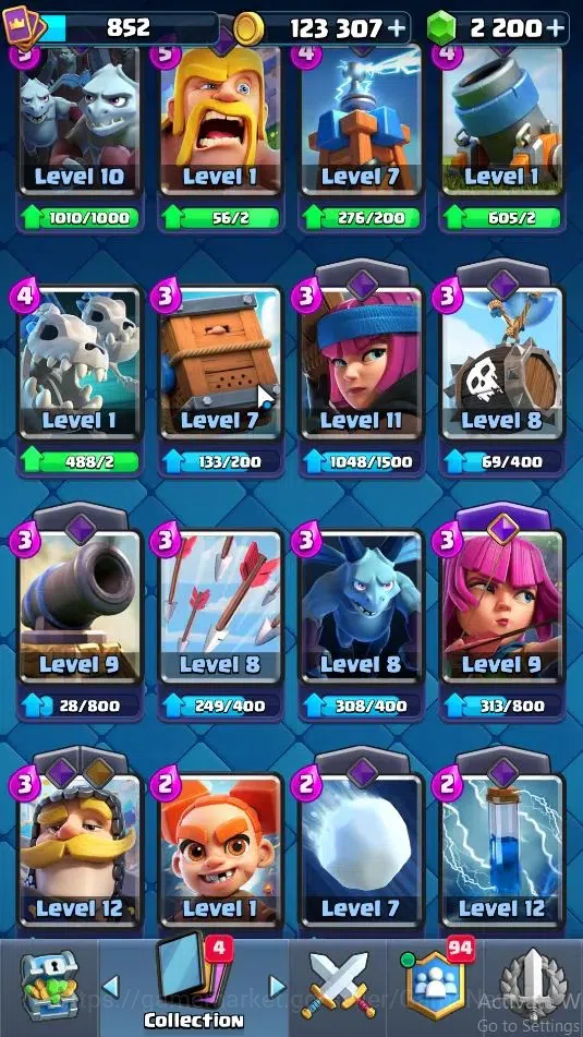 Clash Royale Accounts High-End Lv 852|KTL 12|Trophy 5487|Card 100/121|2 Hero,4 EVO 10 Legendary 31 Epic 30 Rare 29 Common|4 19