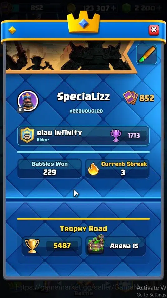 Clash Royale Accounts High-End Lv 852|KTL 12|Trophy 5487|Card 100/121|2 Hero,4 EVO 10 Legendary 31 Epic 30 Rare 29 Common|4 2
