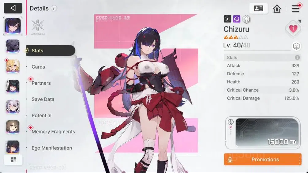 Chaos Zero Nightmare Accounts ASIA|LV43 | Chizuru LV40 6* | Hugo LV40 4*+Magna LV30 4* | 4.23M Gold 729 Blue Crystal 58 10
