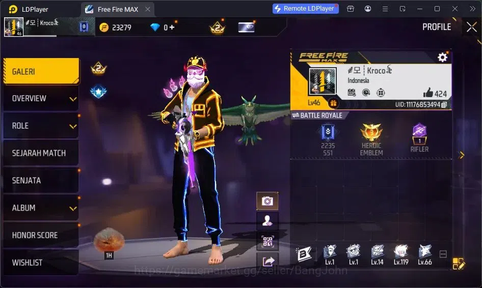 Free Fire Accounts Indonesia | Vault 52| SG Sterling| SG M1014-SCORPI image 2