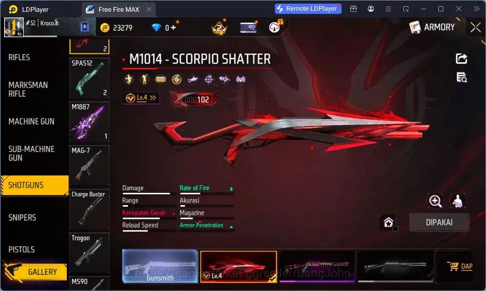 Free Fire Accounts Indonesia | Vault 52| SG Sterling| SG M1014-SCORPI image 6