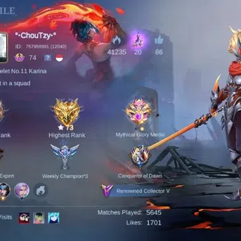 Mobile Legends: Bang Bang Accounts Collector Global|Skin 221|Renowned|KOF Karina,Collector Natalia,STAR ANUAL Hayabusa,PACE
