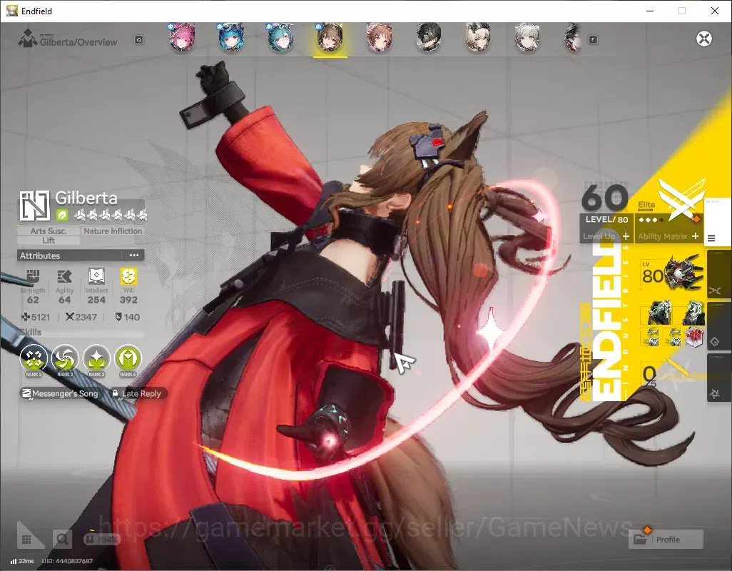 Arknights: Endfield Accounts ASIA|Lv 52|4 SSR (2 Limited) + 8 (*6 Weapon) + 1 Weapon Supply|[Gilberta,Yvonne] + Signature|2k 4